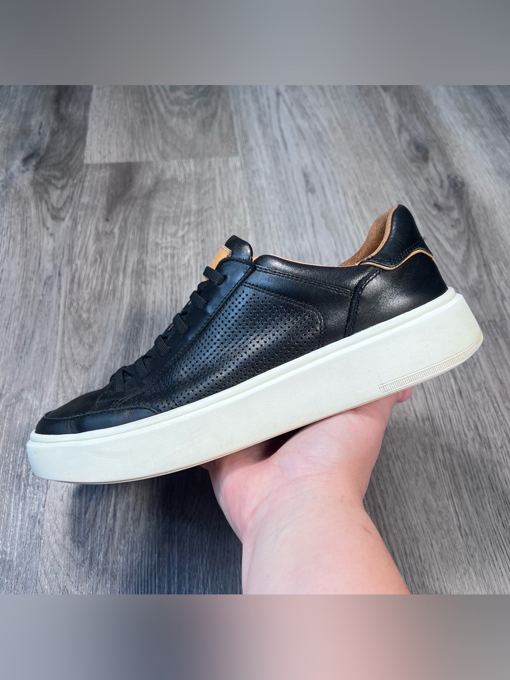 Allen Edmonds OLIVER Men's Slip-On Stretch Lace Sneakers 8 D Black 548N Leather